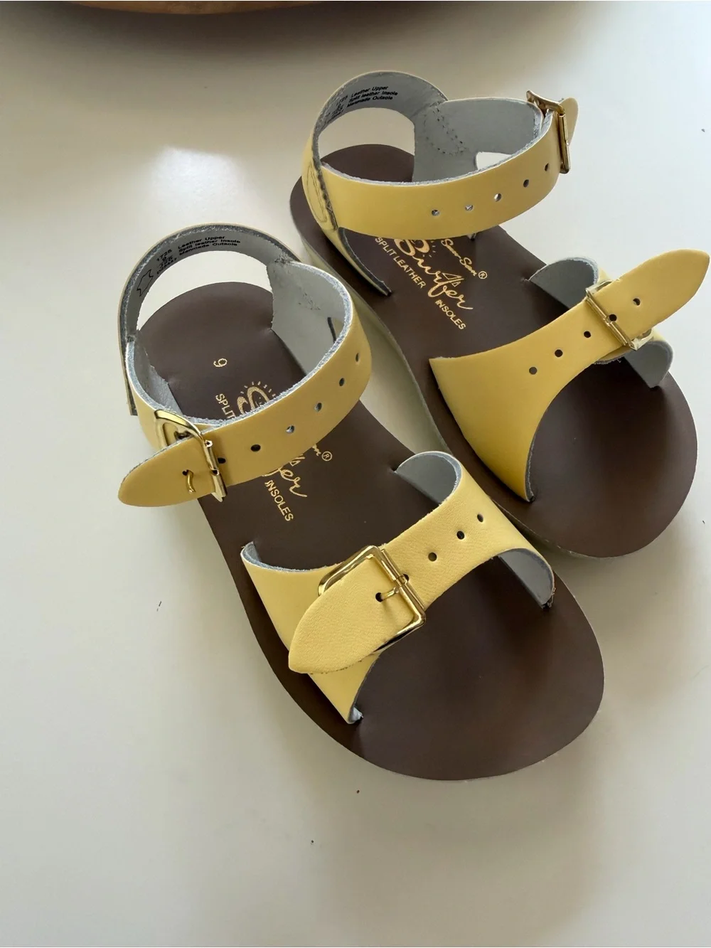 Salt Water Sandals by Hoy Kids Yellow Double-Buckle Sandals new without tags
